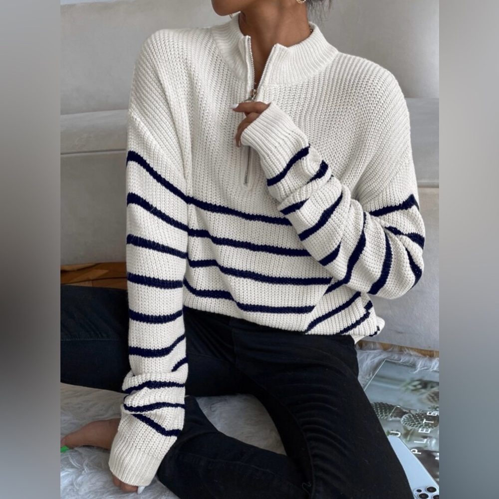 Striped  half zip sweater